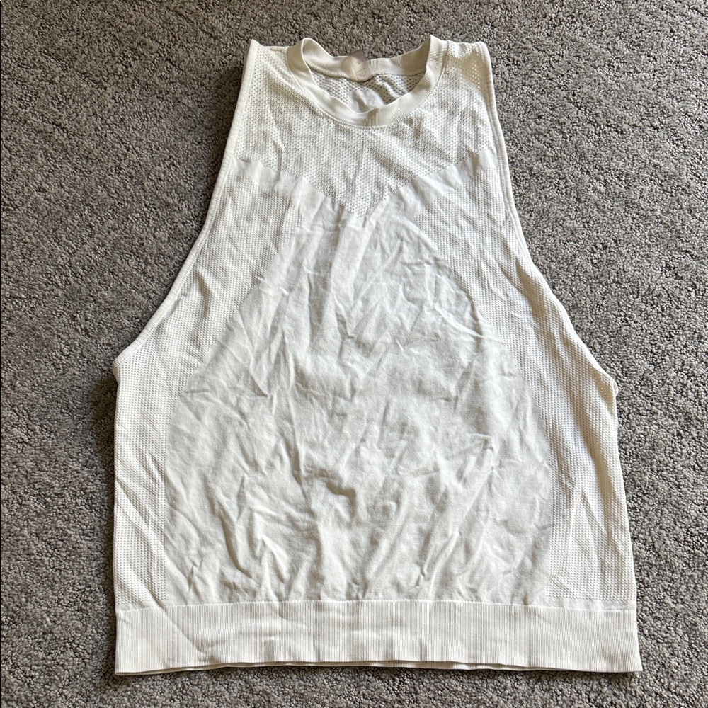 Varley Cream Knit Sleeveless Tank Top